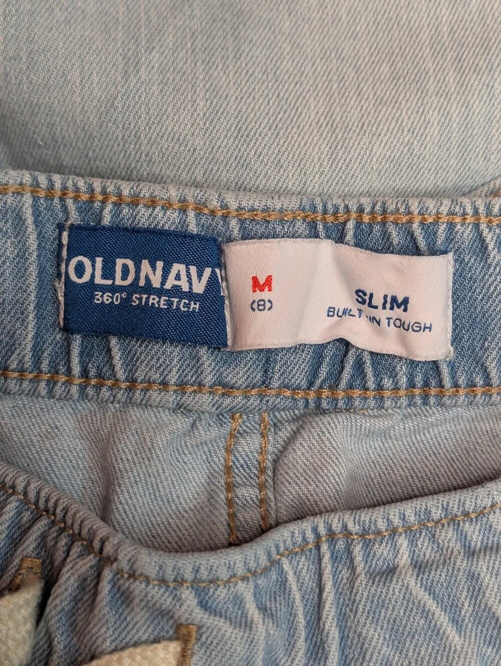 Old Navy Boys 360° Stretch Slim Built-In Tough Distressed Denim Shorts | Size M8